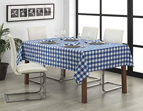 LAN&LAN - Vichy rechteckige Tischdecke, waschbar, herrlich für drinnen und draußen, ideal für Picknicks und Treffen im Freien (Blau, 140 x 140) von LAN&LAN