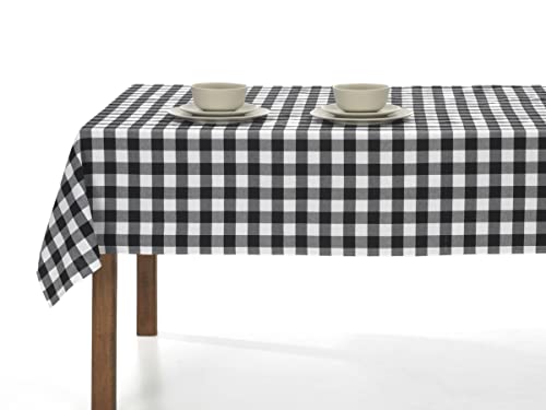 LAN&LAN - Vichy rechteckige Tischdecke, waschbar, herrlich für drinnen und draußen, ideal für Picknicks und Treffen im Freien (Schwarz, 140 x 100) von LAN&LAN