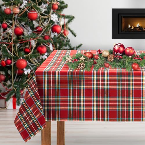 LAN&LAN - tischdecke Weihnachten, für große rechteckige Tische, weihnachtstischdecke große Karos mit DREI verschiedenen Größen zur Auswahl (Große Bilder, 140 x 150) von LAN&LAN