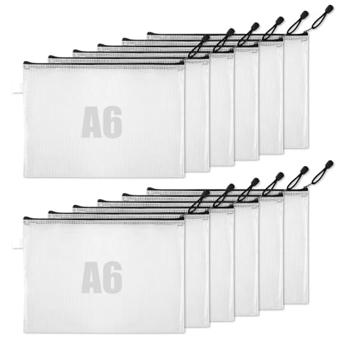 LANAFAY 12 Stück Dokumententasche A6, Dokumententasche Reißverschluss 18x11.5 cm, PVC Wasserdichte Dokumententasche, Mesh Beutel mit Reißverschluss für Dokumente, Kosmetika, Hausaufgaben LANAFAY 12 Stück Dokumententasche A6, Dokumententasche Reißverschluss 18x11.5 cm, PVC Wasserdichte Dokumententasche, Mesh Beutel mit Reißverschluss für Dokumente, Kosmetika, Hausaufgaben von LANAFAY