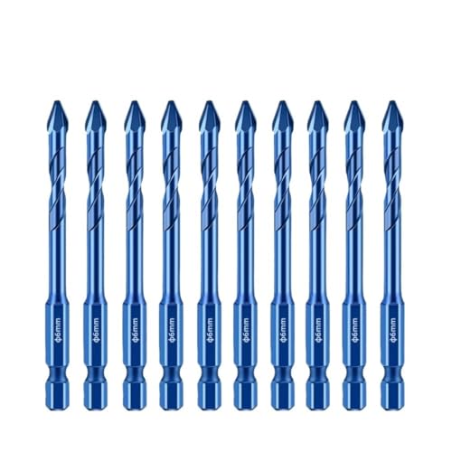 10-teiliges Exzenterbohrer-Set, passend for Glas, Keramik, Fliesen, Wand, Beton, Bohrwerkzeug, 6 mm Bohrer-Set, Werkzeuge(Brown) von LANAPPTLTG