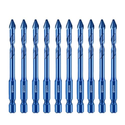 10-teiliges Exzenterbohrer-Set, passend for Glas, Keramik, Fliesen, Wand, Beton, Bohrwerkzeug, 6 mm Bohrer-Set, Werkzeuge(Gold) von LANAPPTLTG