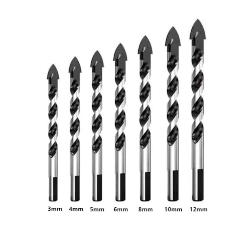 3-12mm Multifunktionale Dreieck Bohrer Diamant Set Keramik Fliesen Beton Ziegel Holz Glas Stanzen Loch Säge Metall(7 PCS Set Black) von LANAPPTLTG