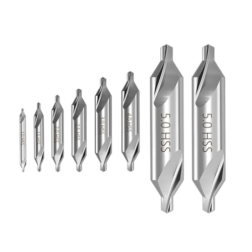 CMCP 1–5 mm HSS-Kombinations-Zentrierbohrer-Set, 60 Grad, Metallbearbeitung, Lochbohrer, Lochschneider, Metallbohrer, 4/5/6/7/8/10 Stück(6pcs Set B 1.0-5.0mm) von LANAPPTLTG