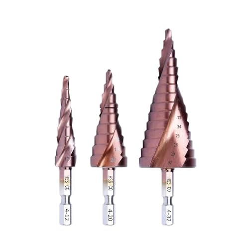 M35 5% HSS Stufenbohrer CO HSSCO Hochgeschwindigkeitsstahl Kegel Sechskantschaft Metallbohrer Werkzeugsatz Lochschneider Passend for Edelstahl(4-12mm 4-20mm 4-32mm) von LANAPPTLTG