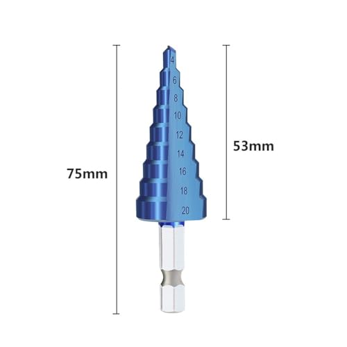 Stufenkegelbohrer, gerade Nut, Stufenbohrer, Sechskantschaft, HSS-Kernlochschneider, 3–13, 4–12/20/22/32 mm, Metallbohrer(1pc 4-20) von LANAPPTLTG