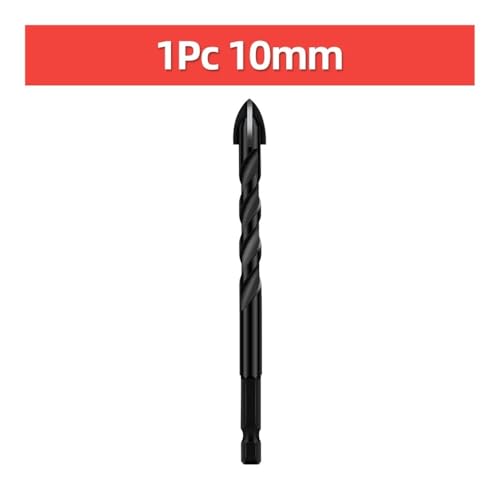 TOOLEYE Kreuz-Sechskant-Bohrer-Set, passend for Beton, Porzellan, Fliesen, Glas, Metall, Multifunktions-Bohrer-Set, Elektrowerkzeuge, Bohrer(1pc 10mm) von LANAPPTLTG