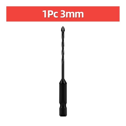 TOOLEYE Kreuz-Sechskant-Bohrer-Set, passend for Beton, Porzellan, Fliesen, Glas, Metall, Multifunktions-Bohrer-Set, Elektrowerkzeuge, Bohrer(1pc 3mm) von LANAPPTLTG