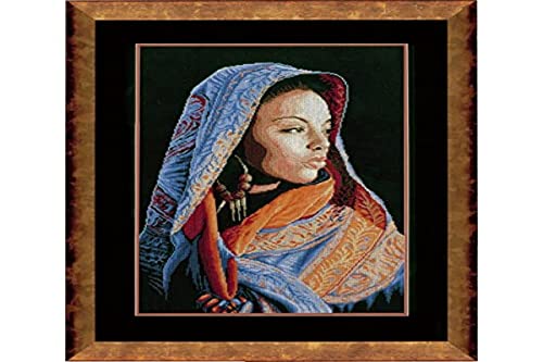 LANARTE PN Zählmusterpackung Afrikanische Frau aida Kreuzstichpackung, Baumwolle, Mehrfarbig, 32 x 48 x 0.3 cm von Lanarte