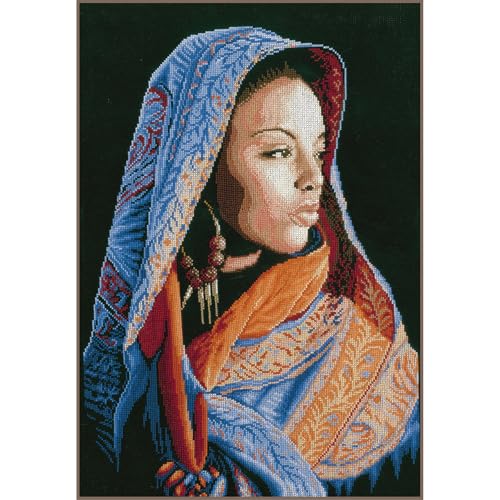 LANARTE PN Zählmusterpackung Afrikanische Frau aida Kreuzstichpackung, Baumwolle, Mehrfarbig, 32 x 48 x 0.3 cm von Lanarte