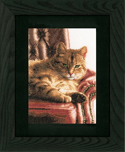 LANARTE PN Zählmusterpackung Katze im Sessel Zählstoff Kreuzstichpackung, Baumwolle, Mehrfarbig, 24 x 34 x 0.3 cm von Lanarte
