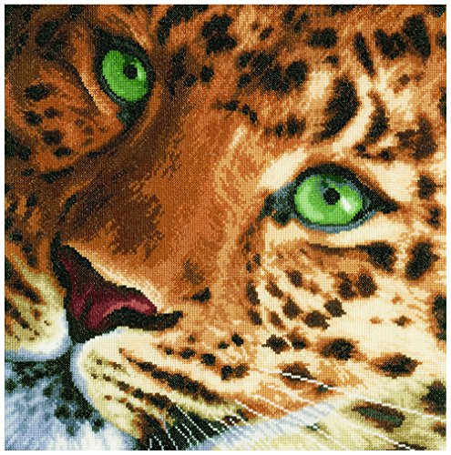 LANARTE PN Zählmusterpackung Leopard Zählstoff Kreuzstichpackung, Baumwolle, Mehrfarbig, 35 x 34 x 0.3 cm von Lanarte