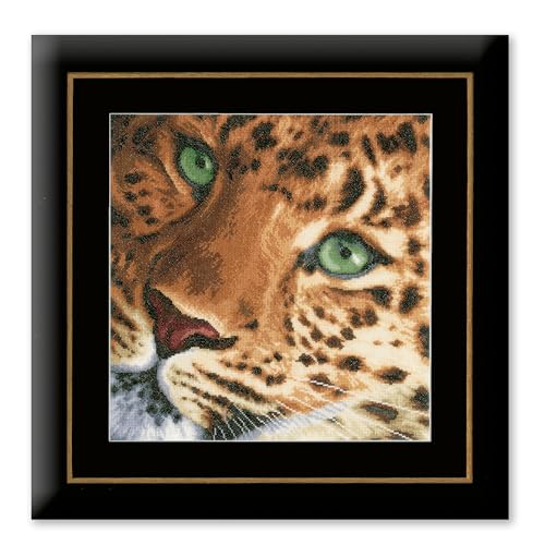 LANARTE PN Zählmusterpackung Leopard Zählstoff Kreuzstichpackung, Baumwolle, Mehrfarbig, 35 x 34 x 0.3 cm von Lanarte