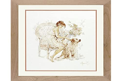 LANARTE PN Zählmusterpackung Mädchen mit Hund Kreuzstichpackung, Baumwolle, Mehrfarbig, 39 x 49 x 0.3 cm von Lanarte