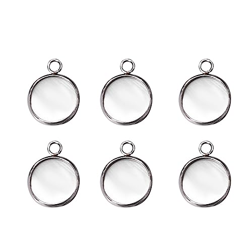 LANBEIDE Edelstahl-Lünetten-Anhänger-Tabletts, rund, Cabochon-Einstellungen, Anhänger, Rohlinge, 12 x 12 mm, 50 Stück von LANBEIDE