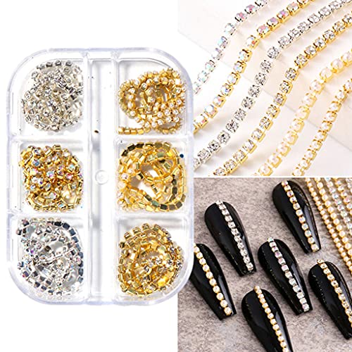 LANCHEN 3D Nail Diamonds Ketten Nailart Supplies Metallic Nail Chains Glitzer Glänzendes Design Nail Jewels Dekoration Zubehör LANCHEN 3D Nail Diamonds Ketten Nailart Supplies Metallic Nail Chains Glitzer Glänzendes Design Nail Jewels Dekoration Zubehör von LANCHEN