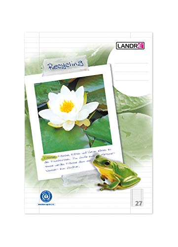 Landré 100050217 Heft Recycling A4, Lineatur 27, Liniert mit Doppelrand, 1 Stück Landré 100050217 Heft Recycling A4, Lineatur 27, Liniert mit Doppelrand, 1 Stück von LANDRÉ