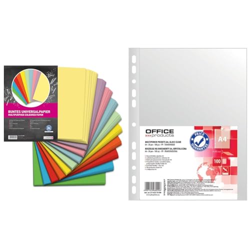 Landré 250 Blatt A4 buntes Universal-Papier, 80g/m², Drucker-Papier, 10 Farben & OFFICE PRODUCTS Prospekthüllen / 100 Stück/Din A4/ Glasklar Oben Offen Klarsichthüllen Landré 250 Blatt A4 buntes Universal-Papier, 80g/m², Drucker-Papier, 10 Farben & OFFICE PRODUCTS Prospekthüllen / 100 Stück/Din A4/ Glasklar Oben Offen Klarsichthüllen von LANDRÉ