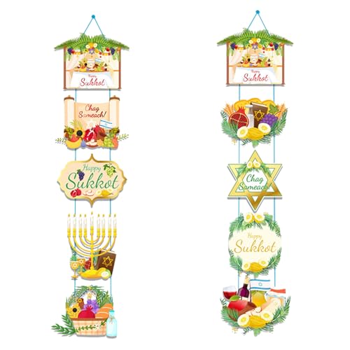 LANGFON Sukkot Veranda-Schild, Sukkot-Dekorationen, hängendes Banner für jüdische Feiertage, Sukkah-Party-Dekoration, jüdischer Urlaub, Sukkot-Willkommensschild für Haustür, Outdoor-Girlande, LANGFON Sukkot Veranda-Schild, Sukkot-Dekorationen, hängendes Banner für jüdische Feiertage, Sukkah-Party-Dekoration, jüdischer Urlaub, Sukkot-Willkommensschild für Haustür, Outdoor-Girlande, von LANGFON