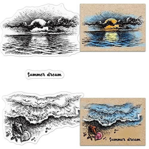 Transparente Stempel für die Kartengestaltung, Motiv: Sommer, Meer, Strand, Hintergrund, Sonnenuntergang, Landschaft, klarer Stempel, Ozean, Sonnenuntergang, transparente Silikonstempel für DIY, Transparente Stempel für die Kartengestaltung, Motiv: Sommer, Meer, Strand, Hintergrund, Sonnenuntergang, Landschaft, klarer Stempel, Ozean, Sonnenuntergang, transparente Silikonstempel für DIY, von LANGFON
