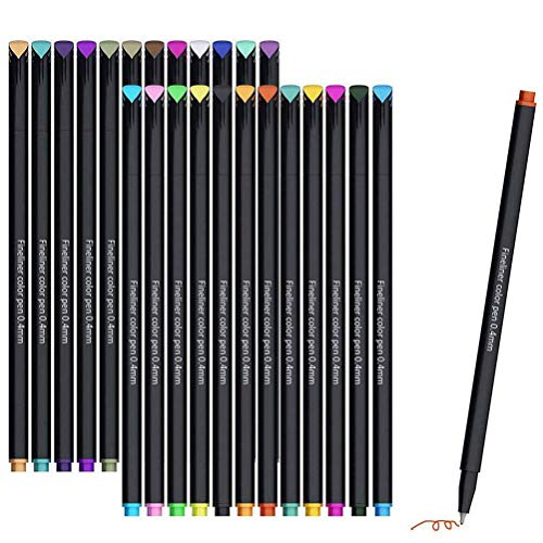 Fineliner Farbstifte-Set, feine Linien, für Skizzen, Schreiben, Zeichnen, mit Metallspitze, 24 Stück Fineliner Farbstifte-Set, feine Linien, für Skizzen, Schreiben, Zeichnen, mit Metallspitze, 24 Stück von LANGING