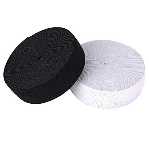 LANGING 2 Stück Flache, elastische Kordel Elastikbänder Spule Nähbänder weiß schwarz 2,5 cm LANGING 2 Stück Flache, elastische Kordel Elastikbänder Spule Nähbänder weiß schwarz 2,5 cm von LANGING