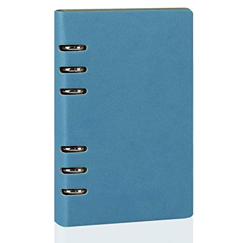 LANGING Notizbuch, A5, klassisch, nachfüllbar, lose Tasche, Leder, Ringbindung mit 6 Löchern, Tagebuch blau von LANGING