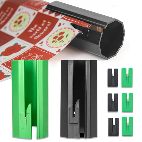 LANGNIDORIS Geschenkpapierschneider, (2Rollen&6Klingen), Geschenkpapier Schneider für Rollen, Wrap Slice für Rollen, Geschenkpapier Cutter für Weihnachtlicher, Geburtstag, Valentinstag Geschenkpapier von LANGNIDORIS