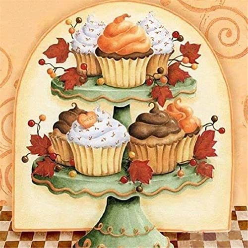 DIY 5D Diamant Malerei Vollbohrer Kit, Round drill Kuchen-Dessert 30x30cm Bilder Diamont Painting Set Diamant Malen nach Zahlen Kreuzstich Stickerei Strass Mosaik Gemälde für Home Wand Dekor 12x12inch von LANGYA