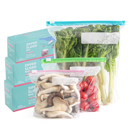 55 Stück Gefrierbeutel, Druckverschlussbeutel, Sandwichbeutel, wiederverschließbare Lebensmittelbeutel mit erweiterbarem Boden, BPA-frei, wiederverwendbar, Gefrierbeutel für Obst, Gemüse, Fleisch, 55 Stück Gefrierbeutel, Druckverschlussbeutel, Sandwichbeutel, wiederverschließbare Lebensmittelbeutel mit erweiterbarem Boden, BPA-frei, wiederverwendbar, Gefrierbeutel für Obst, Gemüse, Fleisch, von LANNUOSI