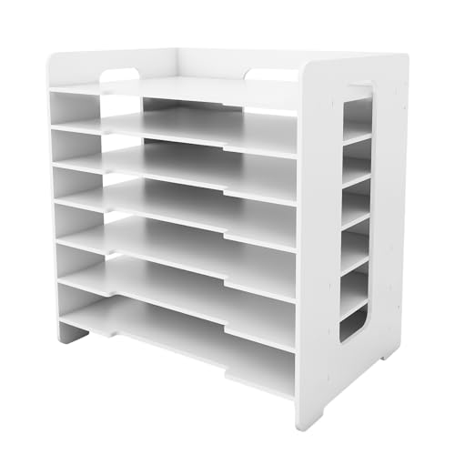 A3-Papierablagen, extra groß, für Büro und Schule, weiß, Briefablage, Zeitschriftenhalter und Dokumente, 33,5 x 25,5 x 40 cm, 7 Schichten, Weiß (2 Stück) von LANTUS