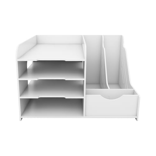 Aufbewahrungsmodul A4 Aufbewahrungsbehälter aus PVC, Briefablage, Schreibtisch-Organizer, vertikales Papier, für Schule und Zuhause – Bürobedarf, 40 x 31 x 25 cm – Weiß (2 Stück) von LANTUS