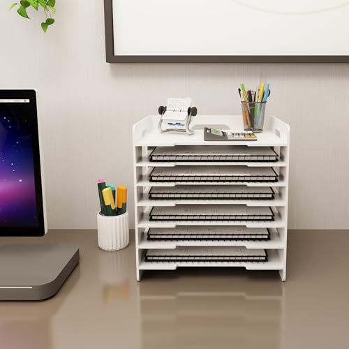 Organizer für Büro, Dokumente, Briefpapier, für Zuhause, Schule, 33,5 x 25,5 x 40 cm – 7 Lagen – Weiß (2 Stück) von LANTUS