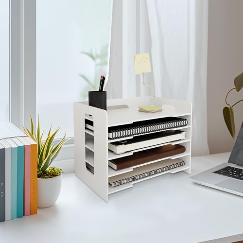 Organizer für Bürodokumente für Büro, Empfangsschule, für Zuhause, Schule, 33,5 x 25,5 x 28 cm – 5 Lagen – Weiß (1 Stück) von LANTUS