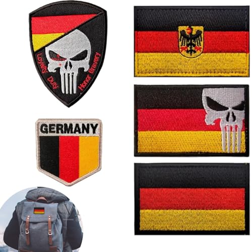 LANZLC Patches Klett Militär, 5 Stück Deutschland Patch Klett, Punisher Klett Patch, Bundeswehr Patch für Rucksäcke Taktische Kleidung Aufkleber Abzeichen LANZLC Patches Klett Militär, 5 Stück Deutschland Patch Klett, Punisher Klett Patch, Bundeswehr Patch für Rucksäcke Taktische Kleidung Aufkleber Abzeichen von LANZLC