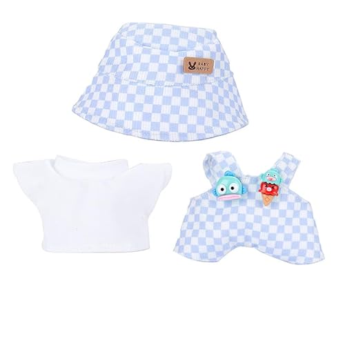 LAOYEFACAI Kleidung für 17-cm-Puppen, Rock-Set für Puppen, 3-teiliges Set mit Fischerhut-Unterwäsche-Hosenset für 17-cm-Puppen Accessoires (30) von LAOYEFACAI