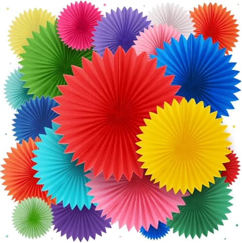 LAPLBEKE 20 Stück Bunte Papier Fächer Deko Set, Regenbogen Papierblumen Dekoration für Hochzeit Geburtstagsdeko Tischdeko Baby Shower Frühling Sommer Gartenparty (BUNTE) von LAPLBEKE