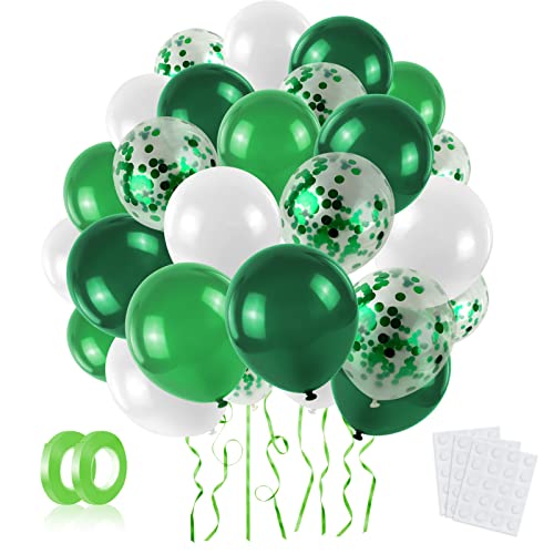 LAPONO Luftballons Grün Weiß Set,60pcs Birthday Konfetti Helium Ballon Langlebige Latex Ballons Girlande für Boy or Girl Hochzeit Geburtstag Graduierung Babyparty Bachelorette Party Jubiläum Deko von LAPONO