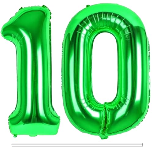 LAPONO Luftballons Geburtstag Zahl 10 Grün, XXL Folienballon Zahlen 1 und 0 Riesen Helium Ballons 10 Jahre Geburtstagsdeko für Junge, Mädchen 10. Kindergeburtstag Jubiläum Party Deko LAPONO Luftballons Geburtstag Zahl 10 Grün, XXL Folienballon Zahlen 1 und 0 Riesen Helium Ballons 10 Jahre Geburtstagsdeko für Junge, Mädchen 10. Kindergeburtstag Jubiläum Party Deko von LAPONO