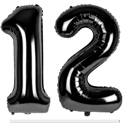 LAPONO Luftballons Geburtstag Zahl 12 Schwarz, XXL Folienballon Zahlen 1 und 2 Riesen Helium Ballons 12 Jahre Geburtstagsdeko für Junge, Mädchen 12. 21. Kindergeburtstag Jubiläum Party Deko LAPONO Luftballons Geburtstag Zahl 12 Schwarz, XXL Folienballon Zahlen 1 und 2 Riesen Helium Ballons 12 Jahre Geburtstagsdeko für Junge, Mädchen 12. 21. Kindergeburtstag Jubiläum Party Deko von LAPONO