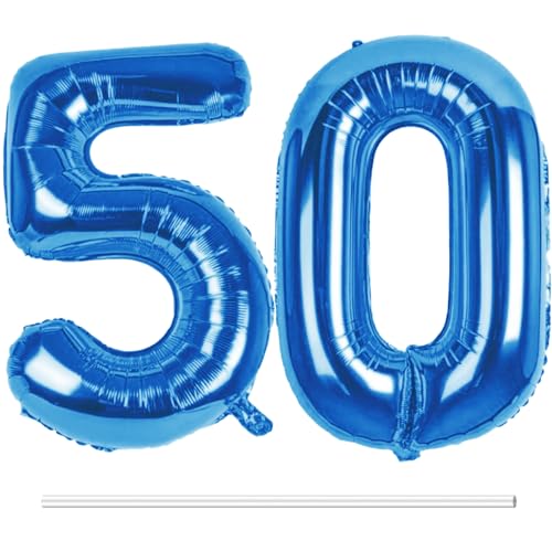 LAPONO Luftballons Geburtstag Zahl 50 Blau, XXL Folienballon Zahlen 5 und 0 Riesen Helium Ballons 50 Jahre Geburtstagsdeko für Junge, Mädchen 50. Kindergeburtstag Jubiläum Party Deko LAPONO Luftballons Geburtstag Zahl 50 Blau, XXL Folienballon Zahlen 5 und 0 Riesen Helium Ballons 50 Jahre Geburtstagsdeko für Junge, Mädchen 50. Kindergeburtstag Jubiläum Party Deko von LAPONO