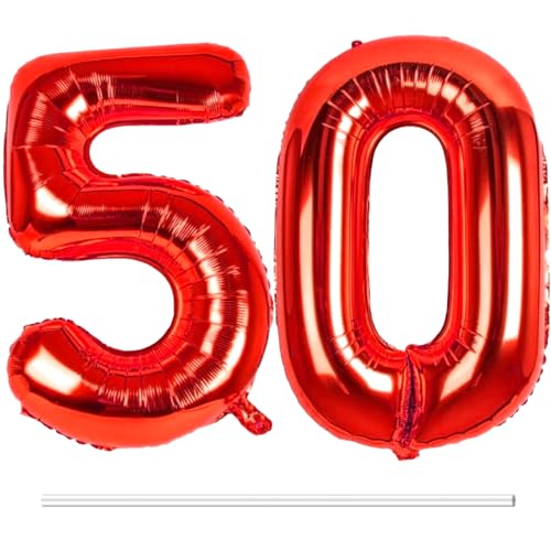 LAPONO Luftballons Geburtstag Zahl 50 Rot, XXL Folienballon Zahlen 5 und 0 Riesen Helium Ballons 50 Jahre Geburtstagsdeko für Junge, Mädchen 50. Kindergeburtstag Jubiläum Party Deko LAPONO Luftballons Geburtstag Zahl 50 Rot, XXL Folienballon Zahlen 5 und 0 Riesen Helium Ballons 50 Jahre Geburtstagsdeko für Junge, Mädchen 50. Kindergeburtstag Jubiläum Party Deko von LAPONO