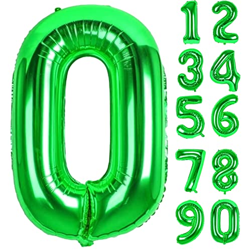 Luftballon 0. Folienballon Geburtstag Zahlen Luftballons,Grün XXL Riesen Zahl 0. Helium Ballon für Mädchen Junge Mann Frau 0. Geburtstagdeko Babyparty Jubiläum Festival Unternehmen Deko Zahlenballons von LAPONO
