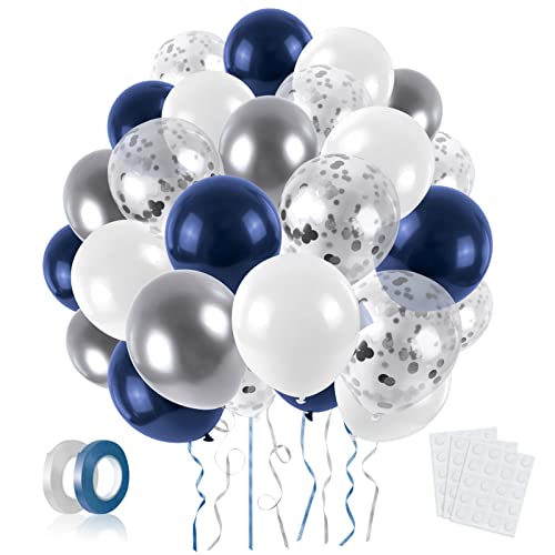 Luftballons Blau 60pcs Weiß Metallic Silberner Blau Geburtstag Konfetti Pailletten Ballons Girlande Langlebige Premium Naturlatex Helium Ballon Set für Jungen und Mädchen Babyparty Hochzeit Party Deko Luftballons Blau 60pcs Weiß Metallic Silberner Blau Geburtstag Konfetti Pailletten Ballons Girlande Langlebige Premium Naturlatex Helium Ballon Set für Jungen und Mädchen Babyparty Hochzeit Party Deko von LAPONO