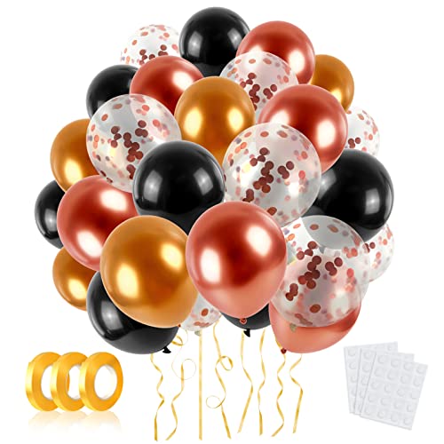 Rosegold Metallic Schwarz Luftballons Girlande Set,60 Stück 12 Zoll Metallisch Rose Gold Glänzend Latex Helium Ballons für Mädchen Damen Geburtstags Hochzeits Hochzeitstag Valentinstag Party Deko von LAPONO