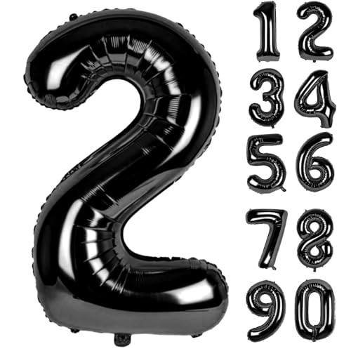 Zahlen Luftballons Geburtstag 2 Schwarz, Folienballon Riesen 82cm Helium Ballons Zahl Luftballon Zahlenluftballons Geburtstagsdeko Für Mädchen Junge Kindergeburtstag Babyparty Jubiläum Party Deko Zahlen Luftballons Geburtstag 2 Schwarz, Folienballon Riesen 82cm Helium Ballons Zahl Luftballon Zahlenluftballons Geburtstagsdeko Für Mädchen Junge Kindergeburtstag Babyparty Jubiläum Party Deko von LAPONO