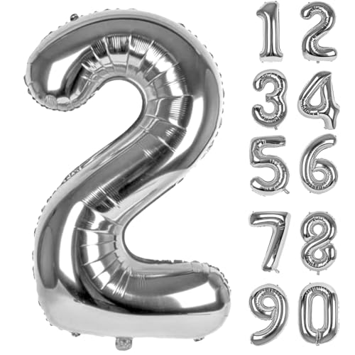 Zahlen Luftballons Geburtstag 2 Silber, Folienballon Riesen 82cm Helium Ballons Zahl Luftballon Zahlenluftballons Geburtstagsdeko Für Mädchen Junge Kindergeburtstag Babyparty Jubiläum Party Deko Zahlen Luftballons Geburtstag 2 Silber, Folienballon Riesen 82cm Helium Ballons Zahl Luftballon Zahlenluftballons Geburtstagsdeko Für Mädchen Junge Kindergeburtstag Babyparty Jubiläum Party Deko von LAPONO