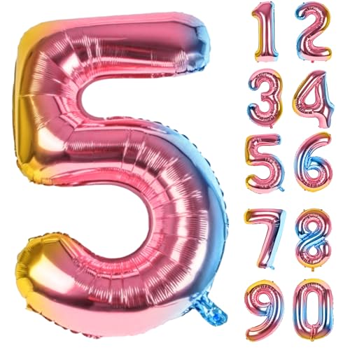 Zahlen Luftballons Geburtstag 5 Bunt, Folienballon Riesen 82cm Helium Ballons Zahl Regenbogen Farbverlauf Luftballon Geburtstagsdeko Für Mädchen Junge Kindergeburtstag Babyparty Jubiläum Party Deko Zahlen Luftballons Geburtstag 5 Bunt, Folienballon Riesen 82cm Helium Ballons Zahl Regenbogen Farbverlauf Luftballon Geburtstagsdeko Für Mädchen Junge Kindergeburtstag Babyparty Jubiläum Party Deko von LAPONO
