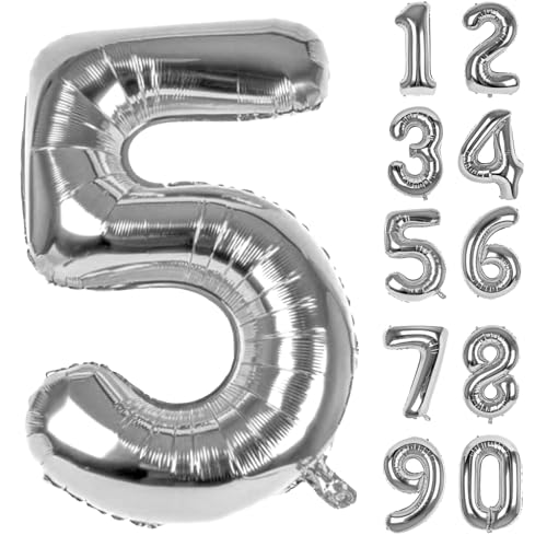 Zahlen Luftballons Geburtstag 5 Silber, Folienballon Riesen 82cm Helium Ballons Zahl Luftballon Zahlenluftballons Geburtstagsdeko Für Mädchen Junge Kindergeburtstag Babyparty Jubiläum Party Deko Zahlen Luftballons Geburtstag 5 Silber, Folienballon Riesen 82cm Helium Ballons Zahl Luftballon Zahlenluftballons Geburtstagsdeko Für Mädchen Junge Kindergeburtstag Babyparty Jubiläum Party Deko von LAPONO