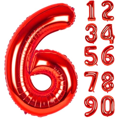 Zahlen Luftballons Geburtstag 6 Rot, Folienballon Riesen 88cm Helium Ballons Zahl Luftballon Zahlenluftballons Geburtstagsdeko Für Mädchen Junge Kindergeburtstag Babyparty Jubiläum Party Deko Zahlen Luftballons Geburtstag 6 Rot, Folienballon Riesen 88cm Helium Ballons Zahl Luftballon Zahlenluftballons Geburtstagsdeko Für Mädchen Junge Kindergeburtstag Babyparty Jubiläum Party Deko von LAPONO